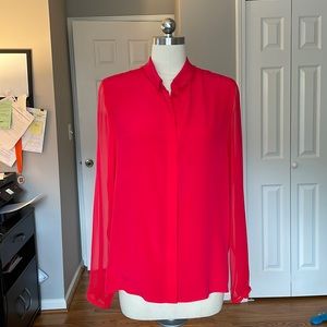 Elie Tahari Medium Red Silk Blouse